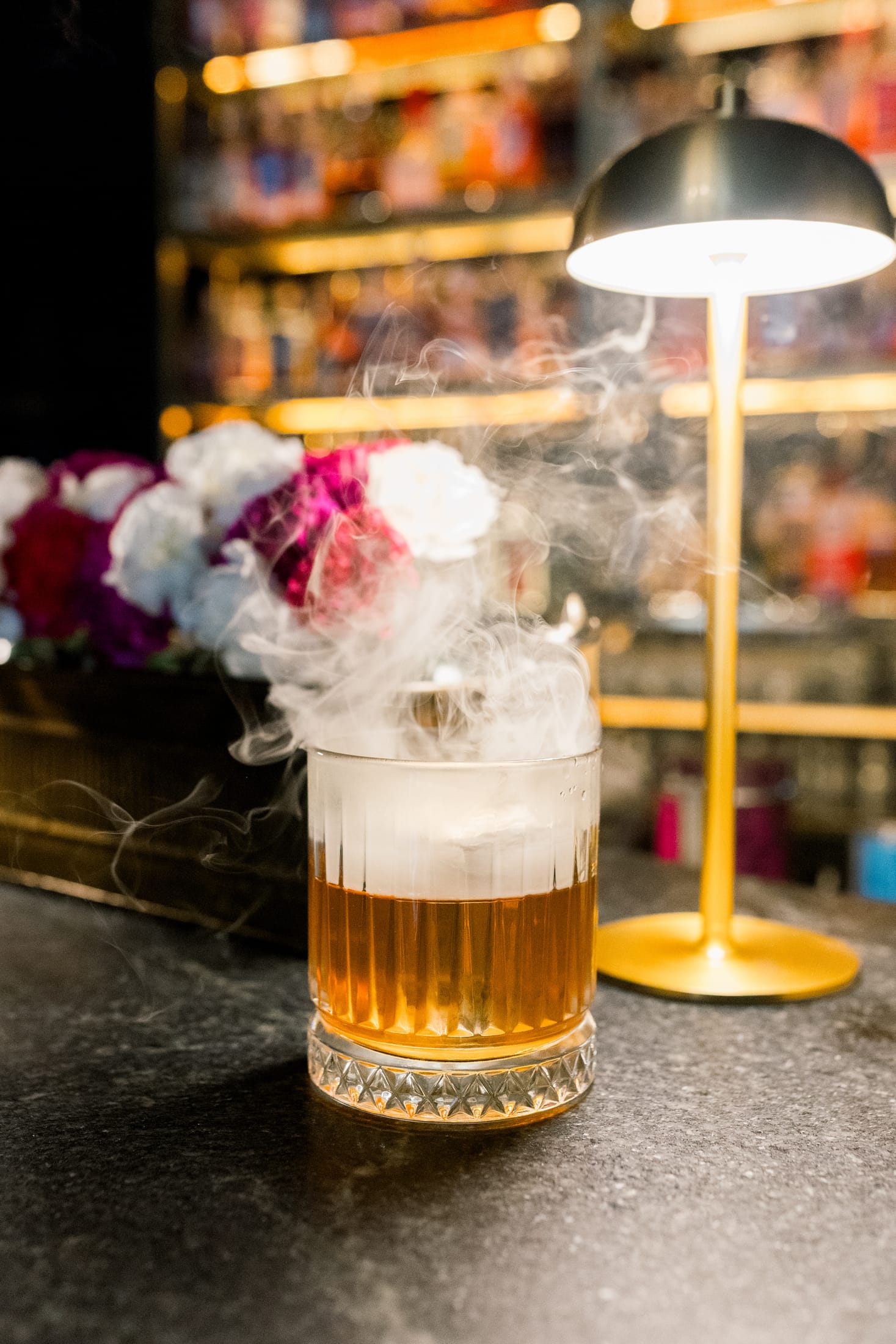 A smoked Old Fashioned at Sentinel Room